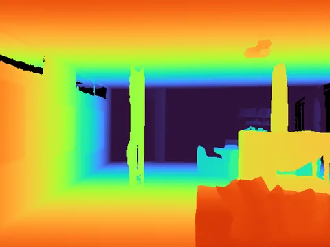 Depth along the route; the grey sofa is boxed at the end